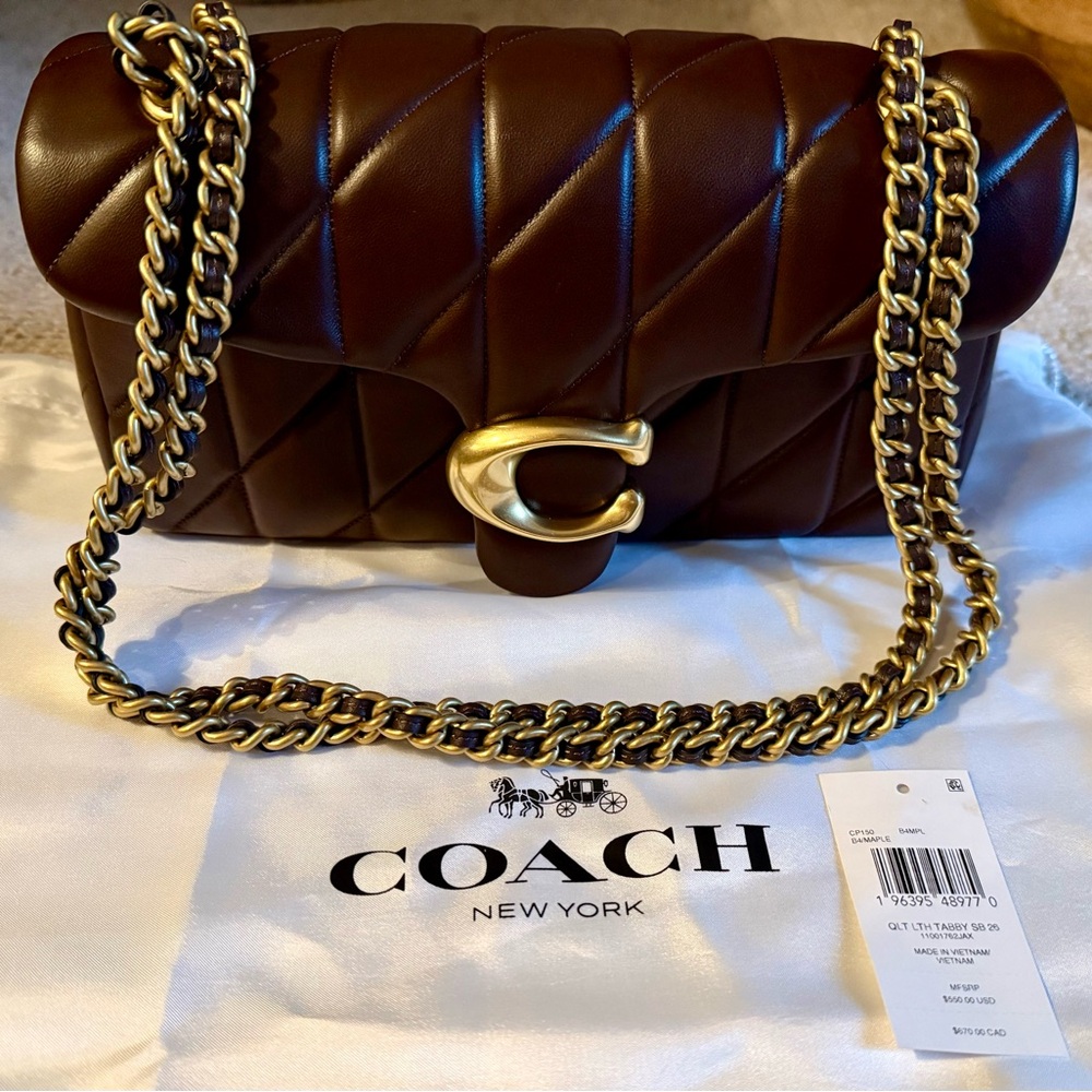 Coach quilted Tabby 26 handbag in Maple